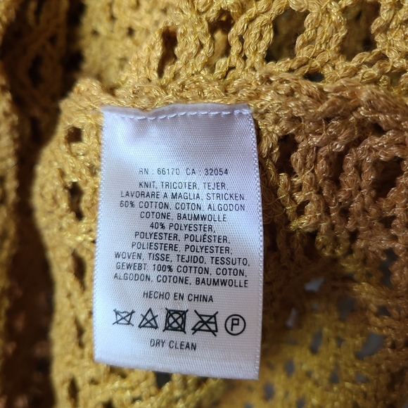 Anthropologie Angel Of The North Open Knit Mustard Top - Picture 6 of 11
